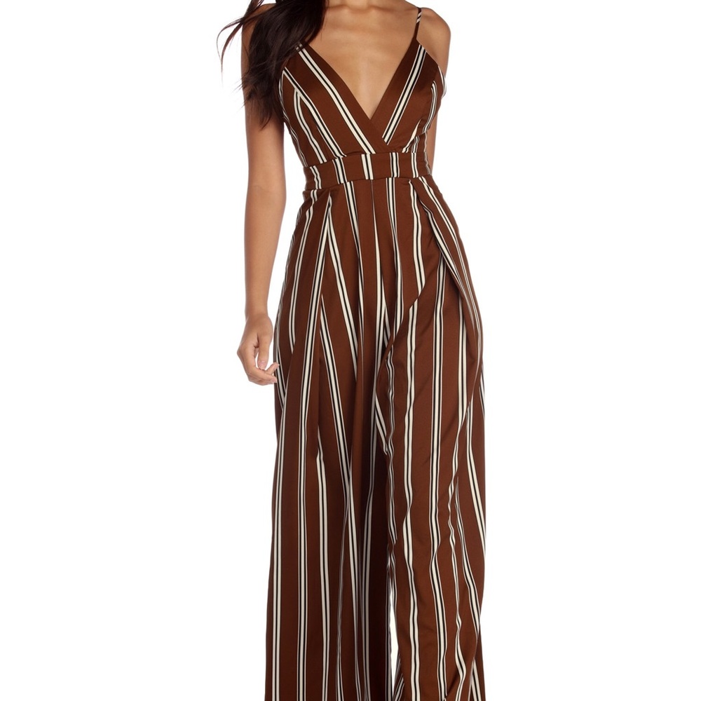 Wide Leg Striped Jumpsuit